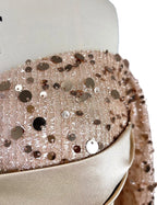 Glamorous Sheath Off-Shoulder Long Sleeve Sequin Embellished Champagne Floor-Length Prom Dress For Women Ready To Ship