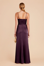 Glamorous Strapless Satin Bridesmaid Dress with Ruched Waist and High Slit