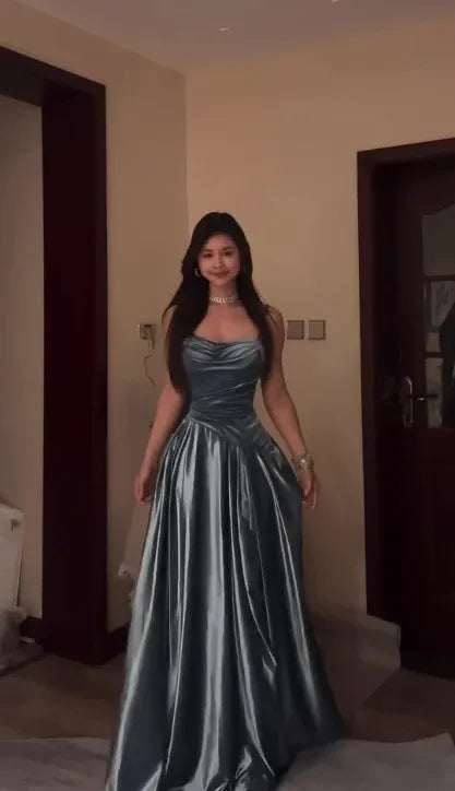 Strapless Sleeveless Ruched A-Line Prom Dress