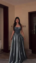 Strapless Sleeveless Ruched A-Line Prom Dress