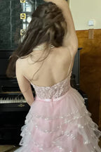 Tiered Sleeveless Ball Gown Prom Dress