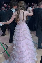Tiered Sleeveless Ball Gown Prom Dress