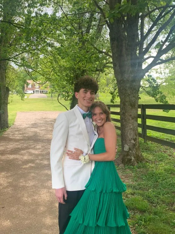 Tiered Strapless Sleeveless Pleated Prom Dress