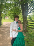 Tiered Strapless Sleeveless Pleated Prom Dress