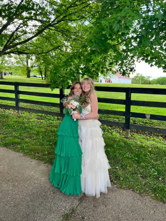 Tiered Strapless Sleeveless Pleated Prom Dress