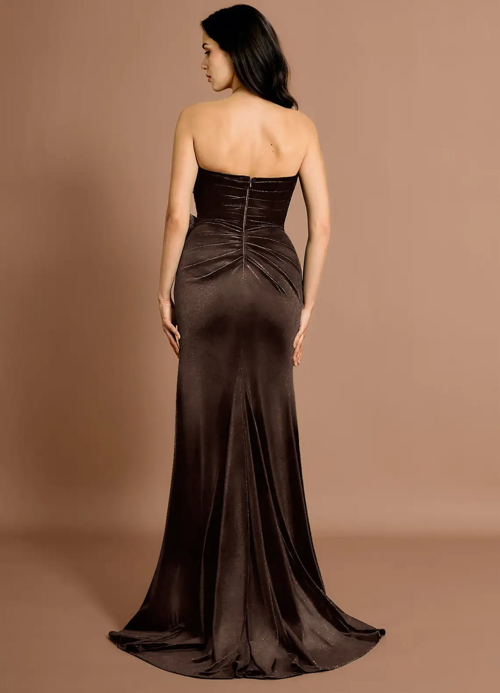 Glitter Velvet Convertible Strap Mermaid Bow Waist Open Back Train High Slit Floor Length For Sale Prom Dress