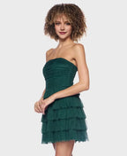 Glitter A-Line Strapless Sleeveless Tiered Short-Mini Homecoming Dress