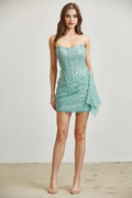 Glitter Sheath/Column Strapless Sleeveless Zipper Up Short-Mini Homecoming Dress