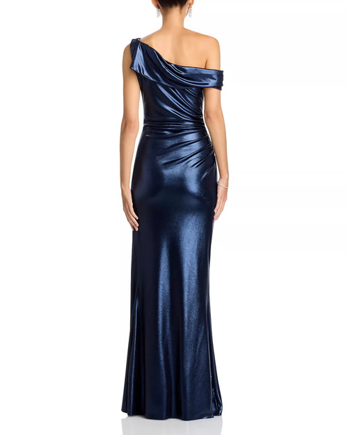Robe de bal sirène brillante à une épaule, dos ruché, longue, à vendre