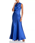 Glossy Trumpet Cowl Neck Sleeveless Zipper Back Floor Length Hot Sale Prom Dress