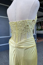 Sequin Lace Mermaid Strapless Sweetheart Zipper-Back Floor-Length Prom Dress