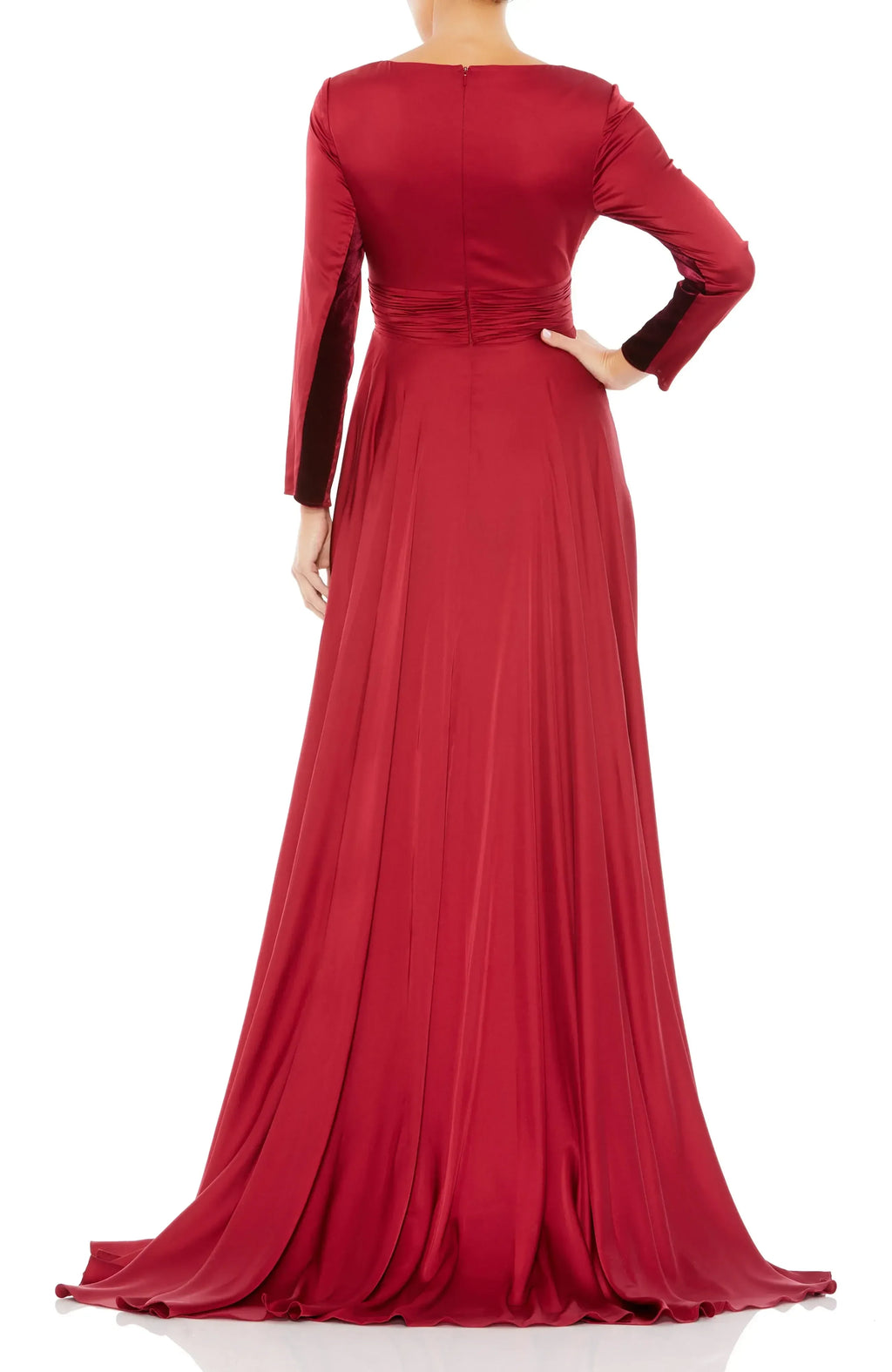 Gorgeous A Line Deep V Neck Long Sleeve Zipper Back Floor Length Evening Dress