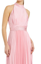 Gorgeous A Line Halter Neck Sleeveless Pleated Back Floor Length Evening Dress
