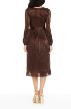 Gorgeous A Line V Neck Long Sleeve Plain Back Midi Length Evening Dress
