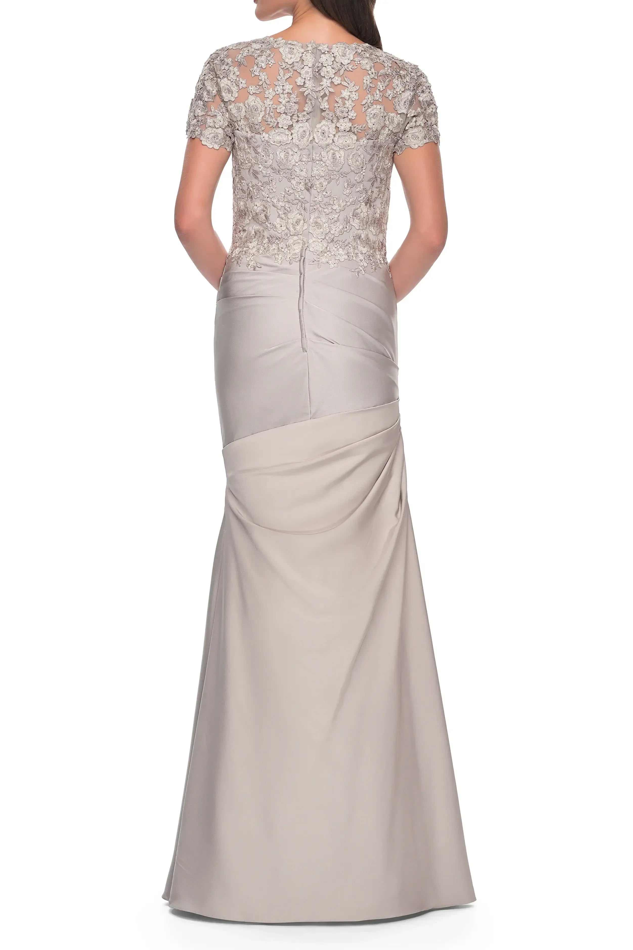 Gorgeous Lace Detail Mermaid Sweetheart Neck Short Sleeve Zipper Back Floor Length Evening Dress