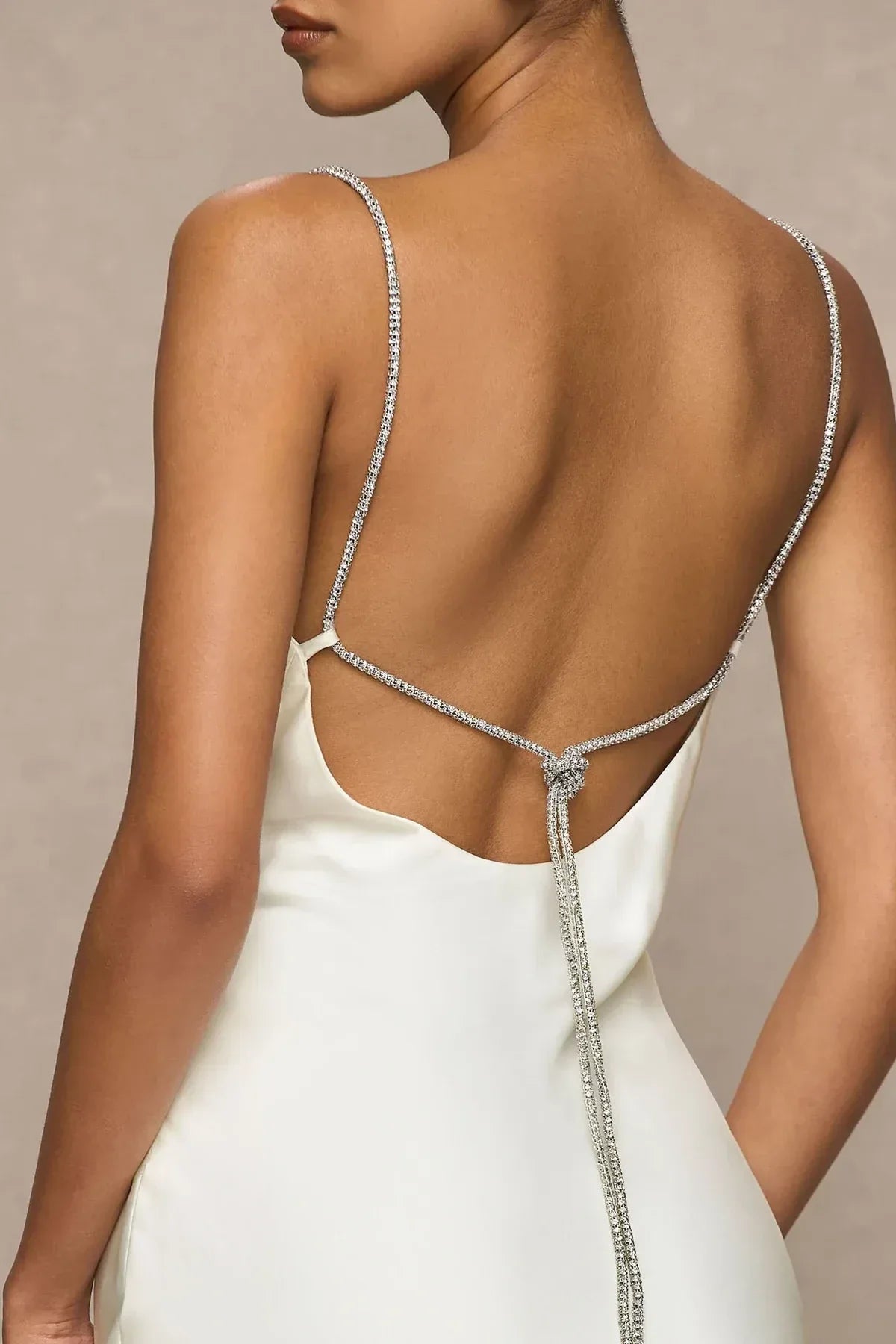 Gorgeous Mermaid Cowl Neck Sleeveless Chain Back Floor Length Evening Dress