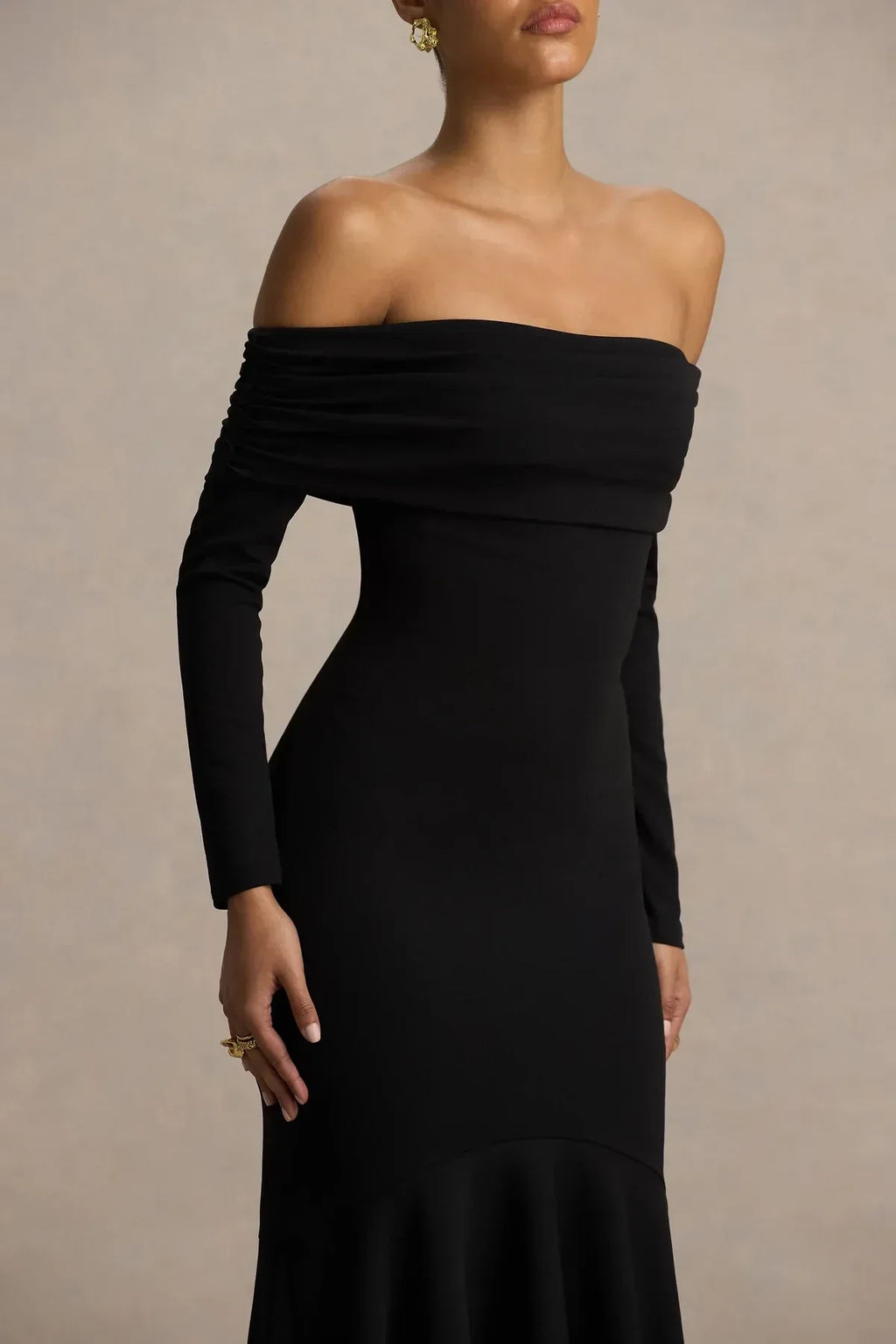 Gorgeous Mermaid Off Shoulder Long Sleeve Zipper Back Floor Length Evening Dress