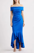 Gorgeous Mermaid Off Shoulder Sleeveless Solid Back Floor Length Evening Dress