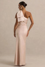 Gorgeous Mermaid One Shoulder Sleeveless Bow Accent Floor Length Evening Dress