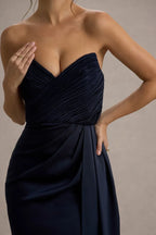 Gorgeous Mermaid Sweetheart Neck Sleeveless Draped Side High Slit Floor Length Evening Dress