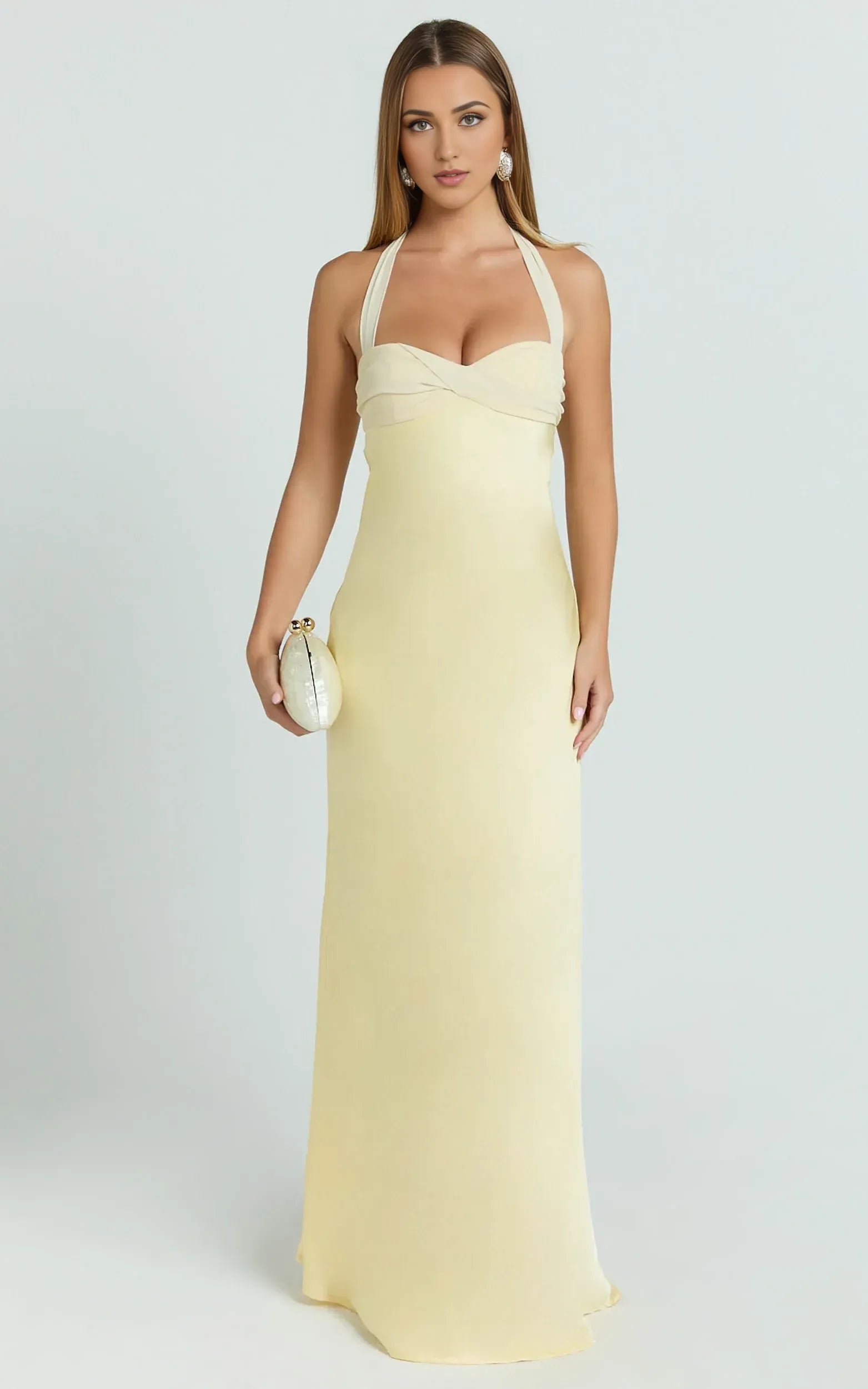 Gorgeous Sheath Halter Sleeveless Tie Back Floor Length Plus Size Evening Dress