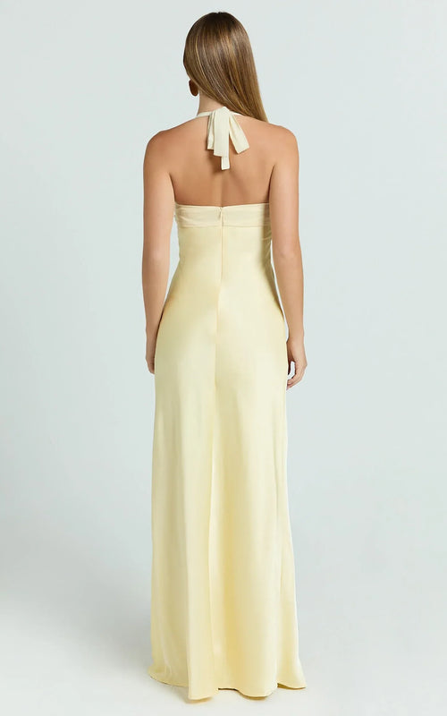 Gorgeous Sheath Halter Sleeveless Tie Back Floor Length Plus Size Evening Dress