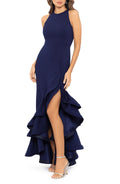 Gorgeous Sheath High Neck Sleeveless Zipper Back High Low Evening Dress