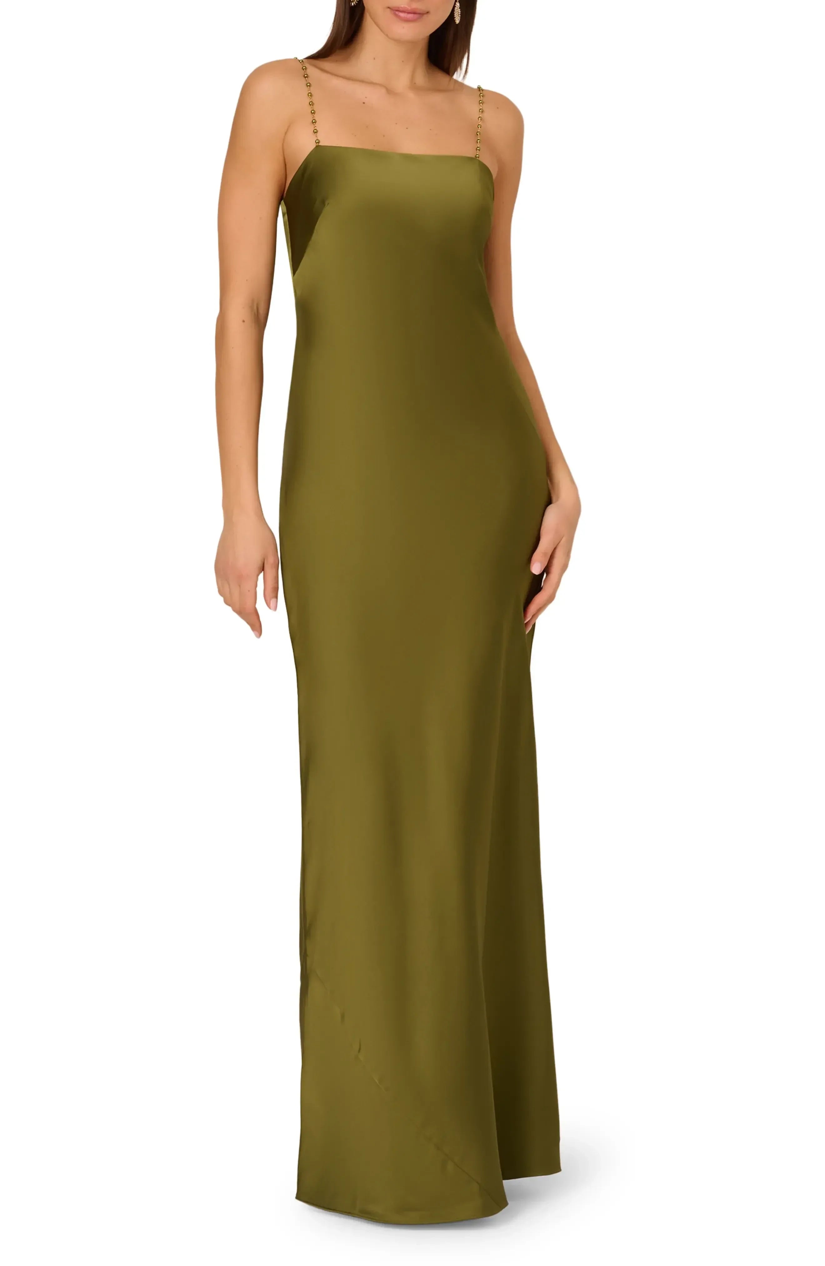 Gorgeous Sheath Square Neck Sleeveless Tie Back Floor Length Evening Dress