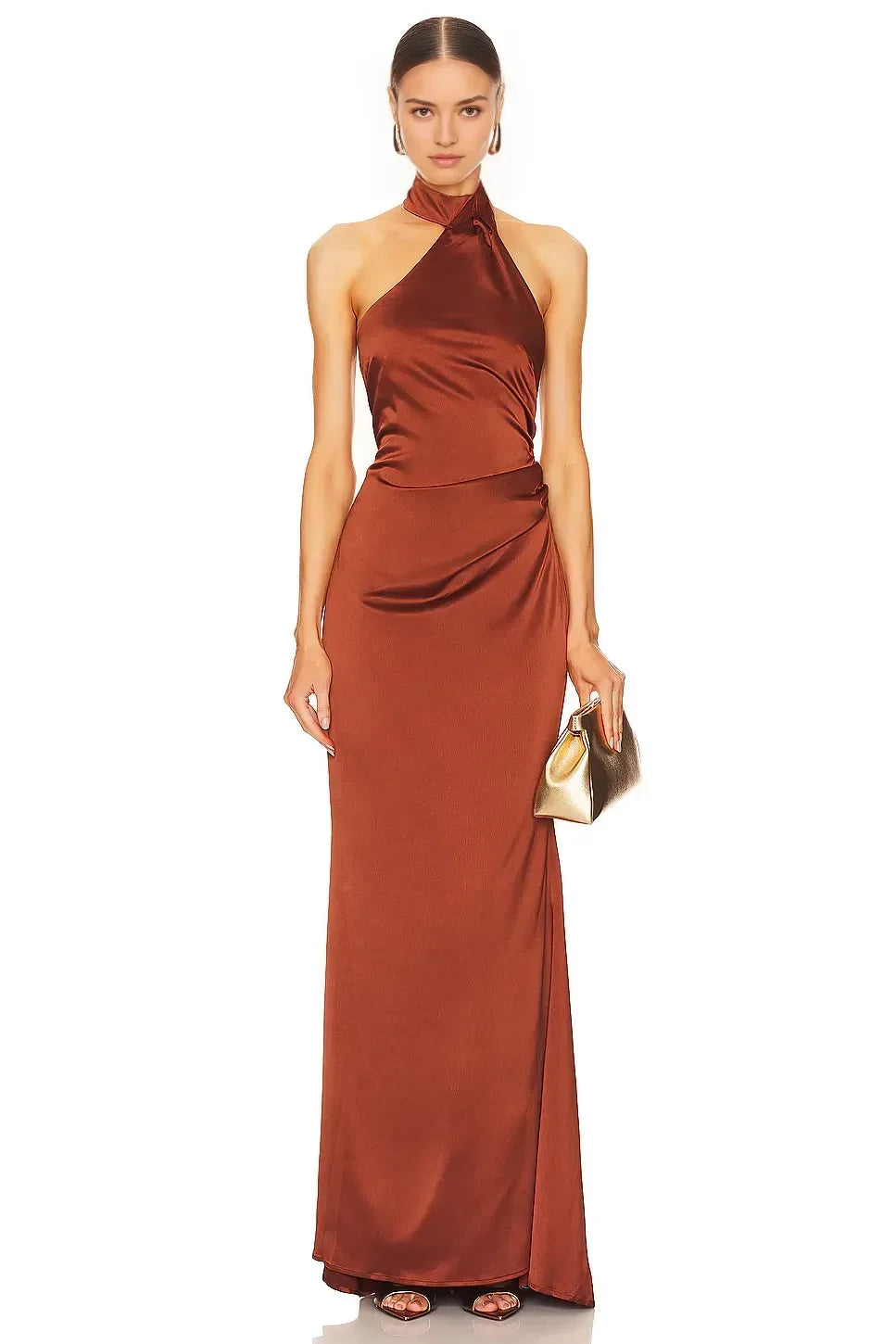 Gorgeous Sheath Twist Halter Neck Sleeveless Tie Back Floor Length Evening Dress