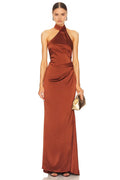 Gorgeous Sheath Twist Halter Neck Sleeveless Tie Back Floor Length Evening Dress