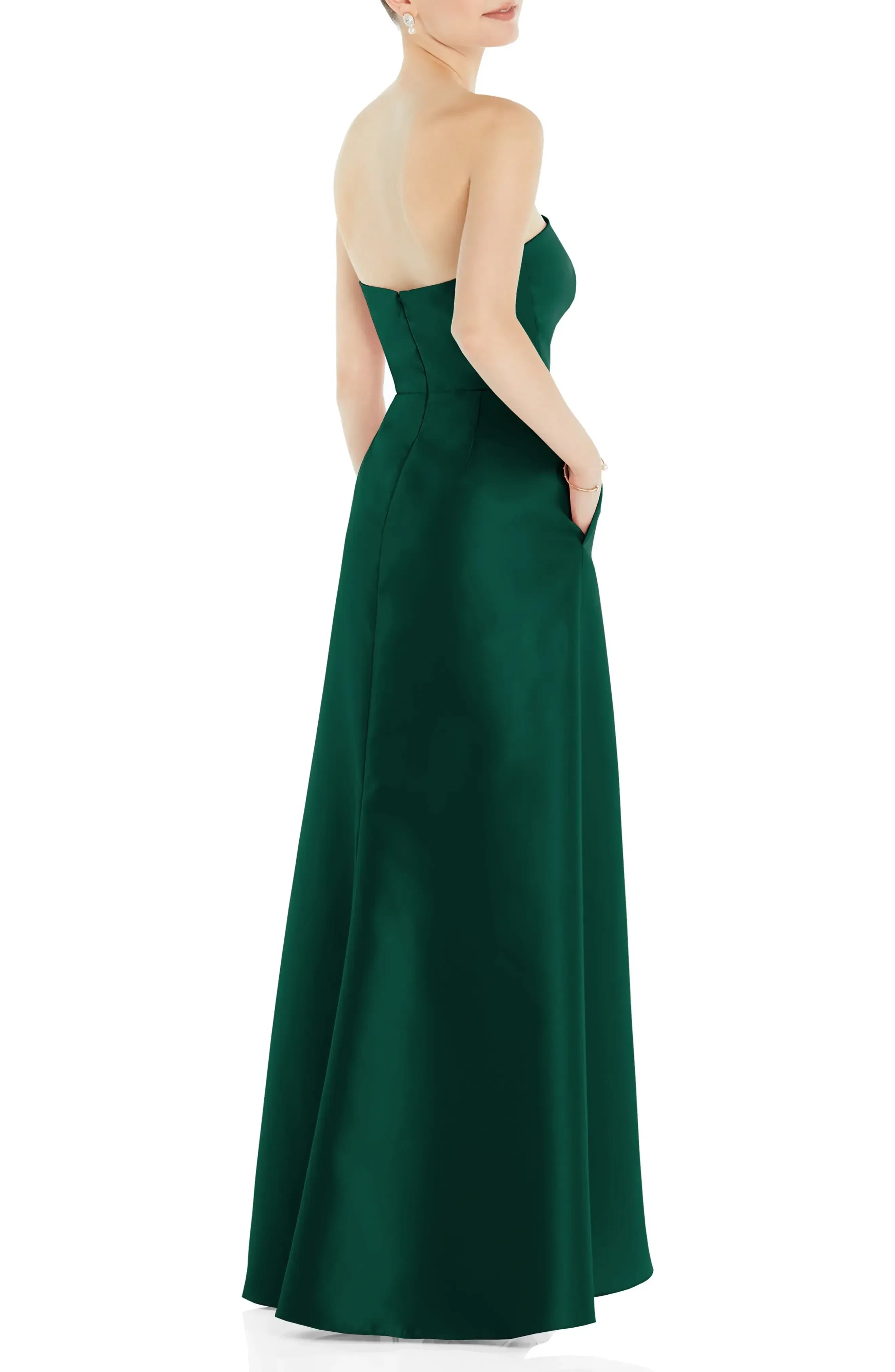 Gorgeous Strapless Sleeveless Open Back High Low Evening Dress
