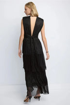 Gorgeous Tiered V Neck Sleeveless Tie Back Floor Length Plus Size Prom Dress