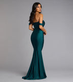 Gorgeous Trumpet Off Shoulder Short Sleeve Open Back Floor Length Prom Dress