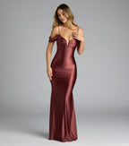 Gorgeous Trumpet Plunge Neck Off Shoulder Sleeve Zipper Back Floor Length Prom Dress