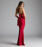Gorgeous Trumpet Strapless Sleeveless Bow Back Floor Length Prom Dress