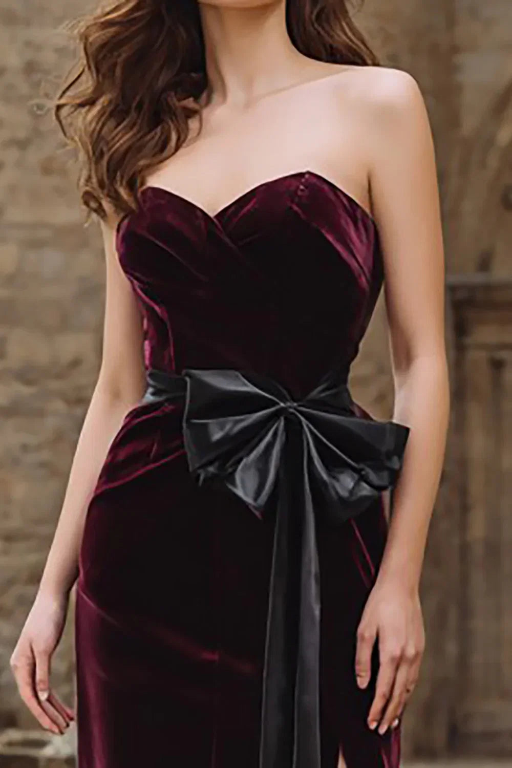 A-Line Strapless Sleeveless Backless Sweep/Brush Train Prom Dress