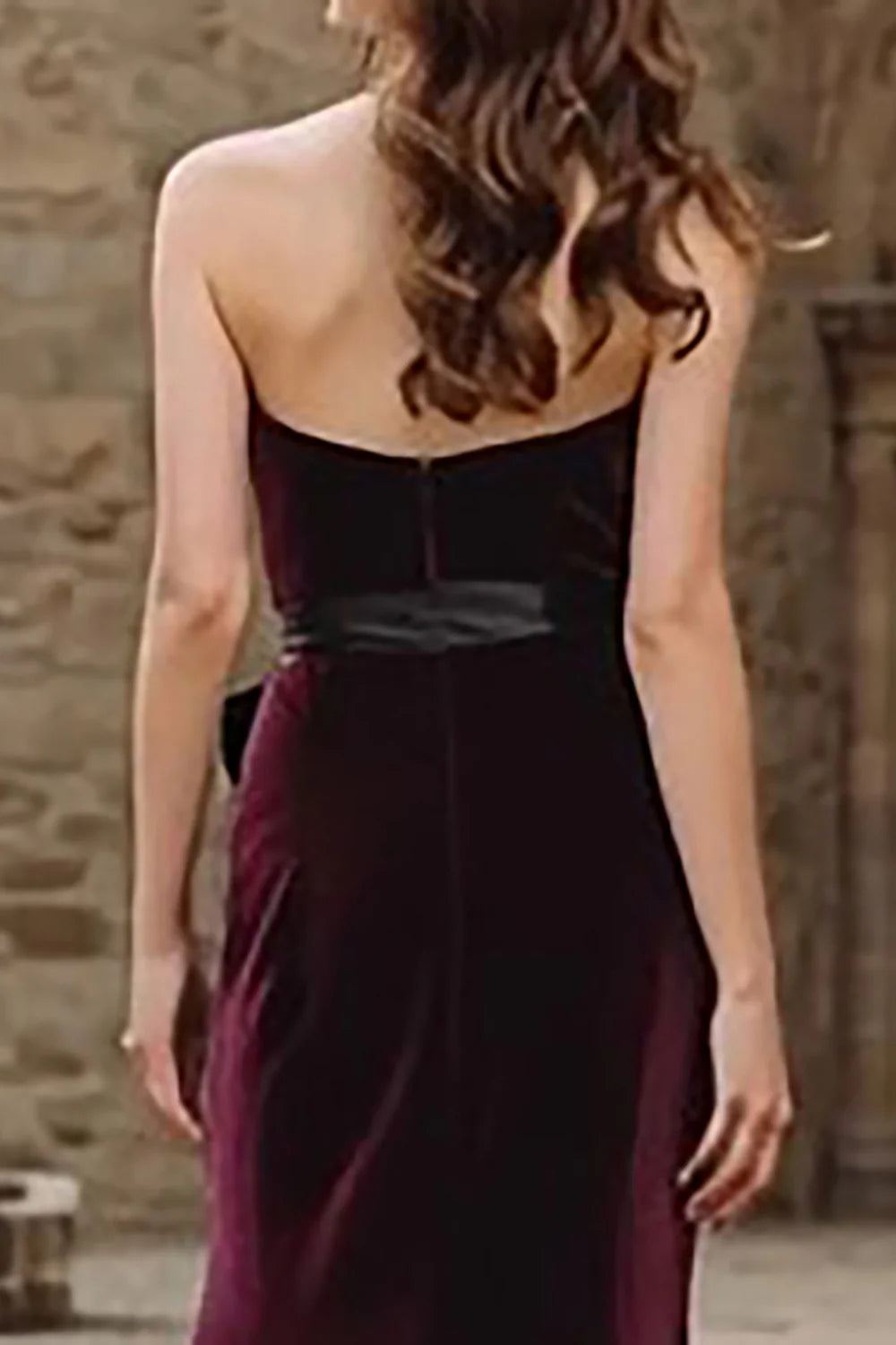 A-Line Strapless Sleeveless Backless Sweep/Brush Train Prom Dress