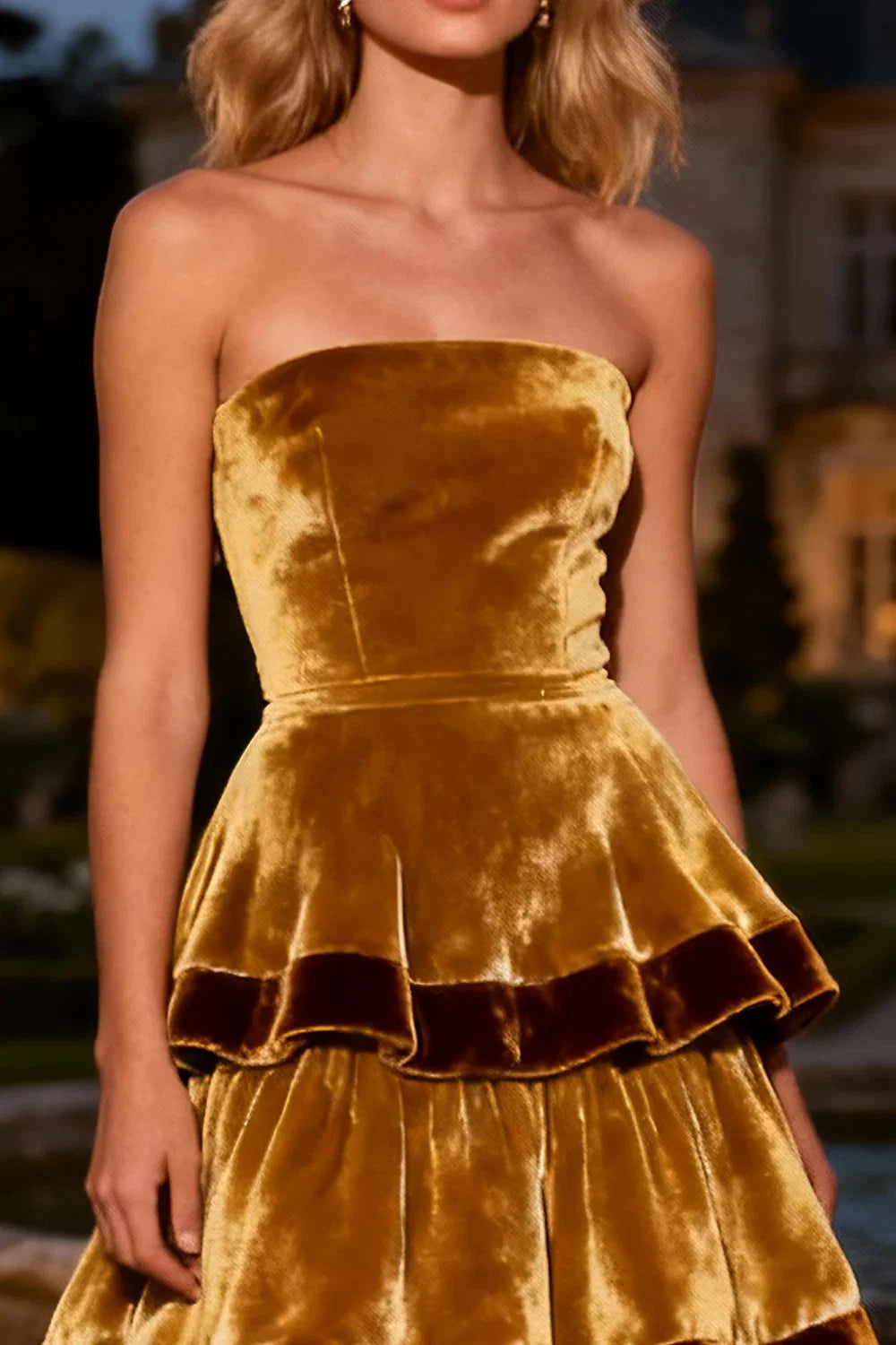A-Line Strapless Sleeveless Sweep/Brush Train Winter Prom Dress