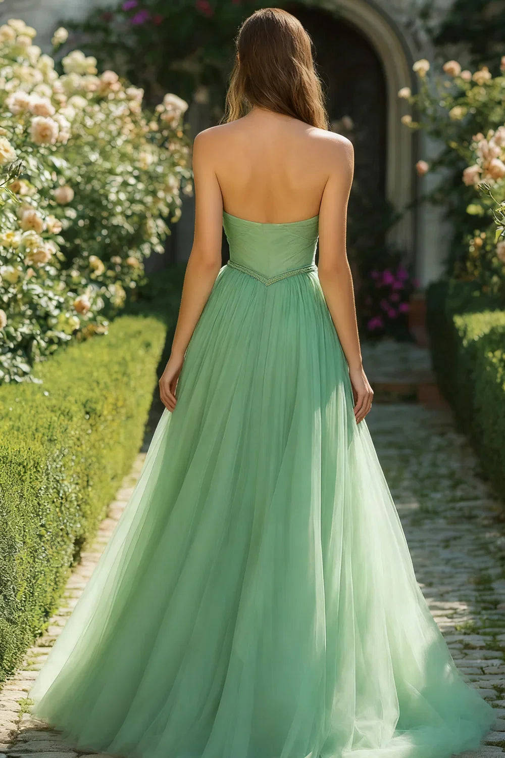 A-Line Sweetheart Sleeveless Sweep/Brush Train Prom Dress