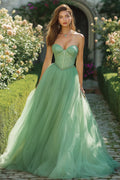 A-Line Sweetheart Sleeveless Sweep/Brush Train Prom Dress