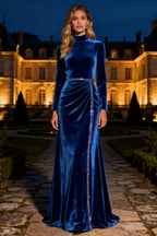 Mermaid/Trumpet High Neck Long Sleeve Sweep/Brush Train Winter Prom Dress