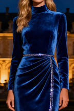 Mermaid/Trumpet High Neck Long Sleeve Sweep/Brush Train Winter Prom Dress