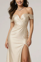 Mermaid/Trumpet Off the Shoulder Sleeveless Floor-Length Prom Dress