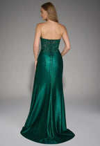 Mermaid U Neck Sleeveless Slit Sequins Glitter Floor Length Prom Dress
