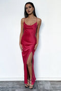 Sheath Spaghetti Straps Sleeveless Pleated Backless Floor Length Prom Dress