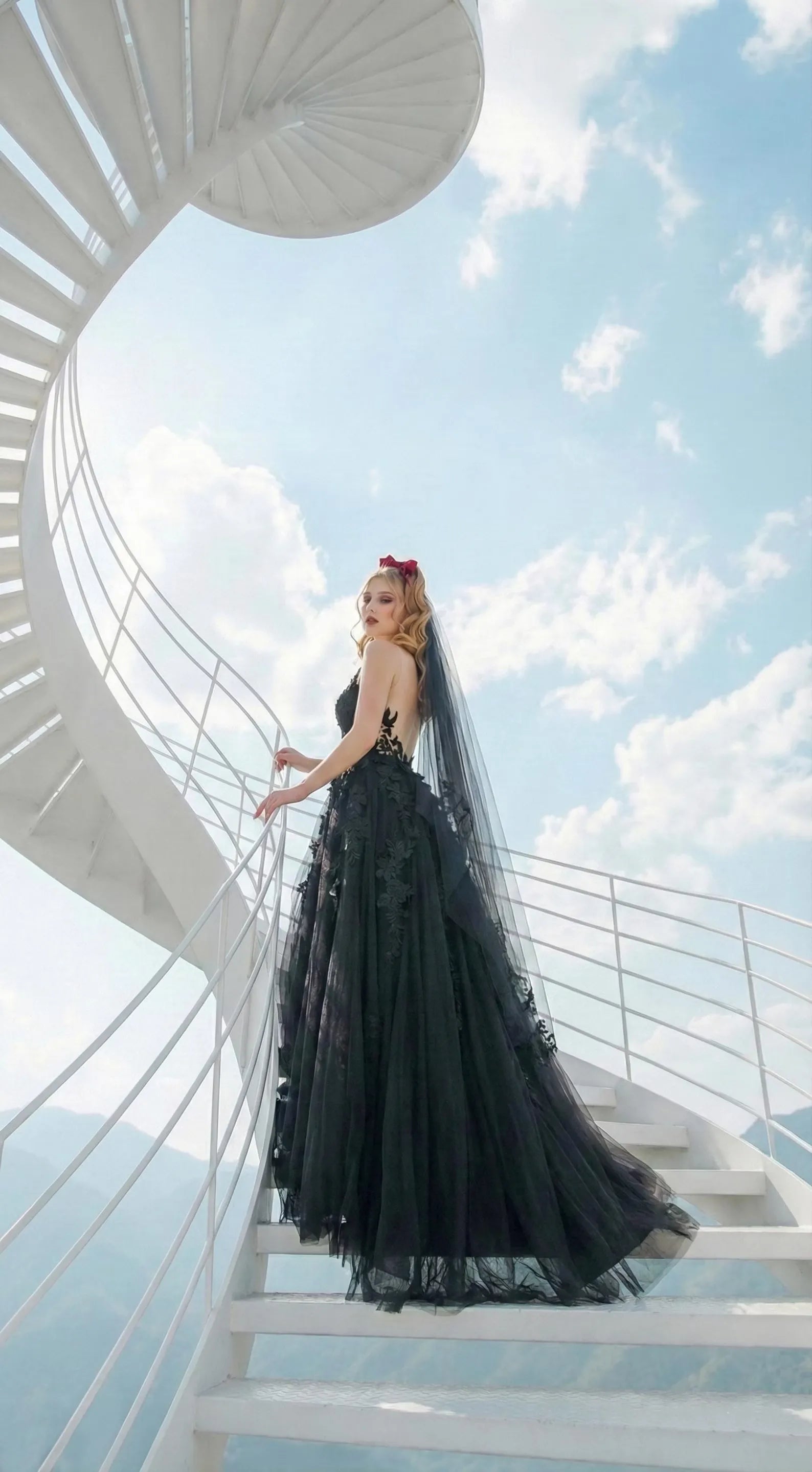 Gothic Ballgown Wedding Dress For Bold Modern Brides Spaghetti Strap Lace Appliques Sheer Bodice