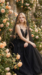 Gothic Ballgown Wedding Dress For Bold Modern Brides Spaghetti Strap Lace Appliques Sheer Bodice