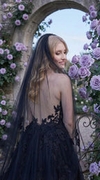 Gothic Ballgown Wedding Dress For Bold Modern Brides Spaghetti Strap Lace Appliques Sheer Bodice