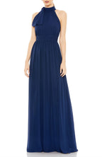 Graceful A Line Halter Neck Sleeveless Tie Back Floor Length Evening Dress