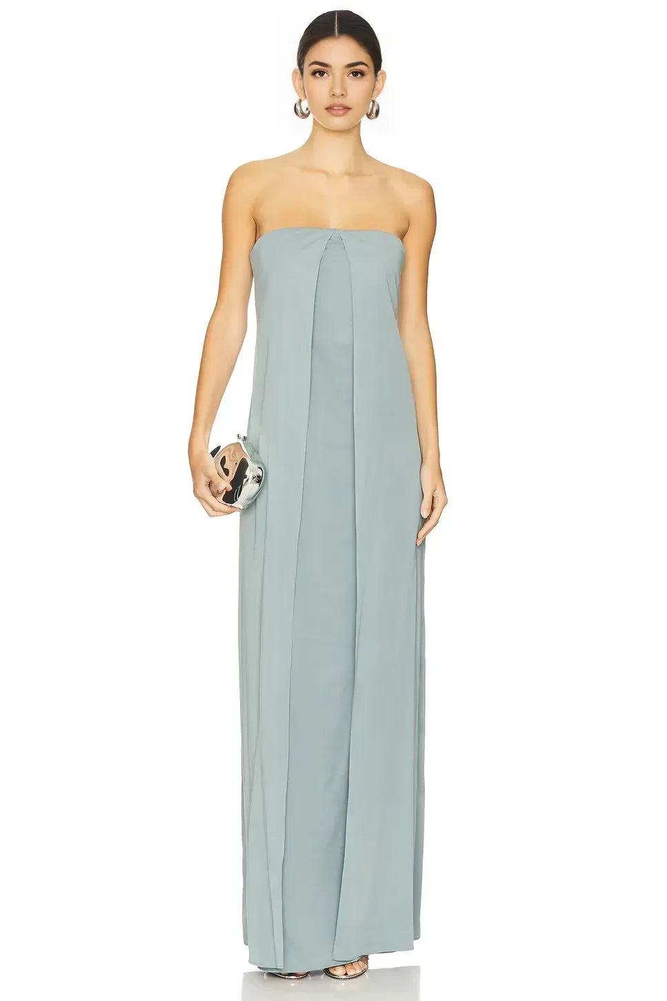 Graceful Column Strapless Sleeveless Open Back Floor Length Evening Dress